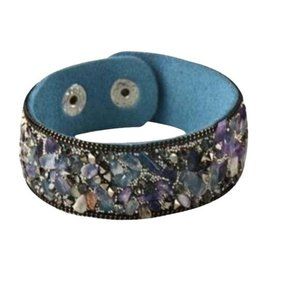 Beaded Wrap Bracelet 8 inches - BLUE